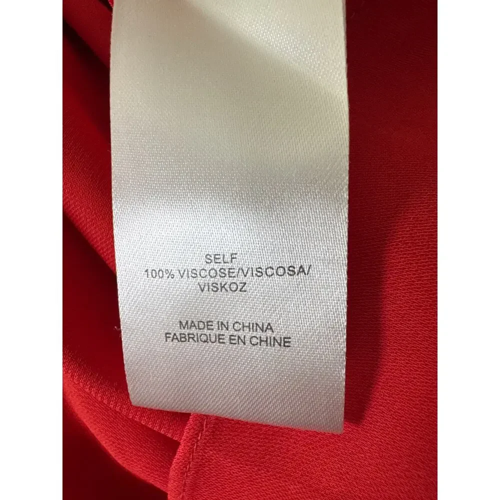 TIBI Red Gathered Adjustable Wasit crepe midi dress Red Medium